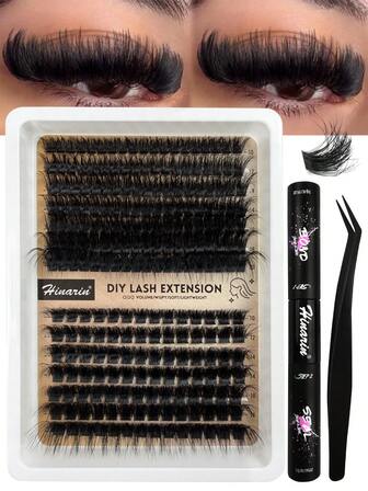 231 st D-Curl Fluffiga Ögonfranskluster Kit Minkfransar Clusters Ögonfransförlängning Kit 100D+120D Tjock Volym Fransförlängning Kit Individuella fransar 10-20MM Långa Fluffiga Ögonfranskluster Kit Med Fransbindning Och Tätning