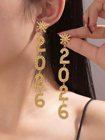 1 par de pendientes largos con colgante de diamantes completos en forma de copo de nieve geométrico con borlas, pendientes de Navidad para niñas