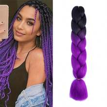 100克/包紫色巨型编织假发，合成纤维编织假发，高温纤维钩编扭辫假发，适用于塞内加尔扭辫/盒式辫/编织马尾辫，日常使用 - 彩色 - 查看 19