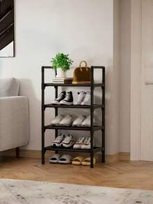 1pc Black Small Shoe Rack, 45cm Wide, Space-Saving, Minimalist Dust-Proof, Sturdy, Fashionable, Easy To Assemble And Disassemble, Portable, Suitable For Living Room, Bedroom, Entryway, Office, Home, Multi-Tier Storage, Holiday Gift, Christmas Gift - Multicolor - View 14