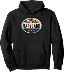 Maryland Terrapins Vintage Oval Black Pullover Hoodie - 黑色 - 查看 1