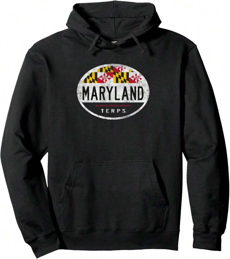 Maryland Terrapins Vintage Oval Black Pullover Hoodie - 黑色 - 查看 1