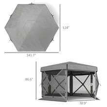 12' X 12' Hexagonal Pop Up Gazebo, Outdoor Canopy Tent - Xám đậm - Xem 2