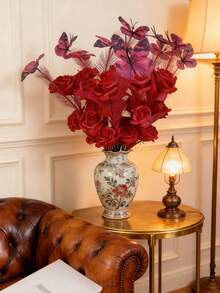 1/3 Stücke magentafarbene Schmetterlings-Rose Künstliche Blumen, geeignet für Heimdekoration, Raumdekoration, Hochzeitsdekoration, Valentinstag, Vasen-Füller Hochzeitstisch-Mittelstücke, Schlafzimmerdekoration, Geschenke für Frauen, Geburtstagsdekorationen