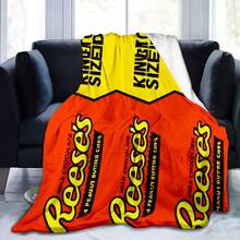 GEL HUT MUN 1pc Reese Swiss Milk Chocolate Peanut Butter Cup Design Soft Flannel Blanket, Vibrant Yellow & Black, Comfortable Gift For Friends, Family, Office, Camping, Travel - Great For Sofa, Bed Or On-The-Go, Camping Accessory, Novelty Design, Plush Texture, Pink Christmas, Christmas Decor Blanket, Personalized Blanket Gift For Boyfriend, Christmas Gift
