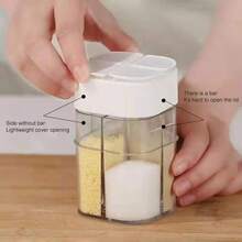 1pc 4-In-1 Spice Dispenser Jar Organizer With Individual Lids - Transparent 4 Compartment Seasoning Container, Space-Saving Kitchen Storage For Home, Restaurant, Camping - Easy-Pour Spices, Countertop Organizer, Restaurant Supplies, Functional Design, Secure Lid, Restaurant Owners, Home Cooking Essentials, Leakproof Design, Meal Prep Users - Multicolor - View 12