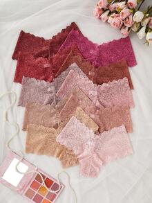10 件/包女士蕾丝性感舒适内衣，简约休闲日常穿着 - 彩色 - 查看 4