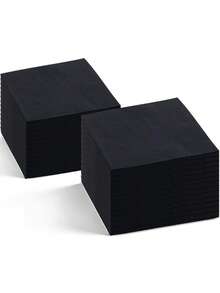 20张/40张/60张/套 双层柔软优雅纯黑色餐巾纸，展开尺寸25厘米*25厘米，适用于：婚礼、下午茶、生日派对装饰、派对装饰、派对用品、节日装饰、节日用品 - 黑色 - 查看 1