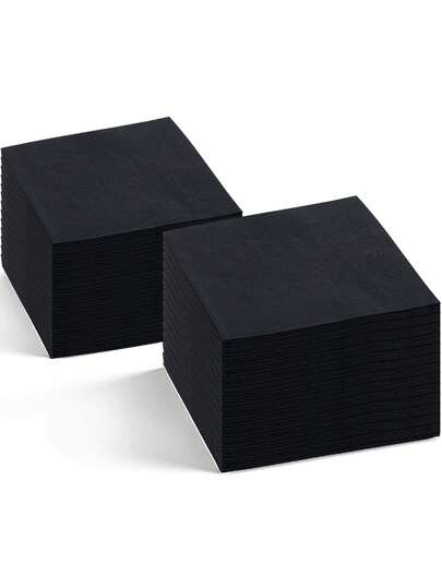 20pcs/40pcs/60pcs/Set 2-Ply Soft Elegant Black Solid Color Napkins, Unfolded Size 25cm*25cm, Suitable For: Wedding, Tea Party, Birthday Party Decoration, Party Decoration, Party Supplies, Holiday Decoration, Holiday Supplies