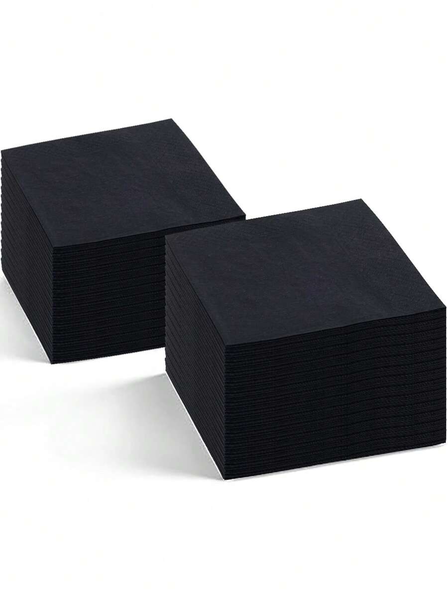 20张/40张/60张/套 双层柔软优雅纯黑色餐巾纸，展开尺寸25厘米*25厘米，适用于：婚礼、下午茶、生日派对装饰、派对装饰、派对用品、节日装饰、节日用品 - 黑色 - 查看 1