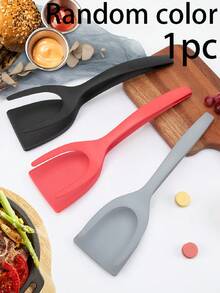 3/1pc 2-In-1 Spatula And Tongs, Non-Stick Pancake Flipper, Egg Flip Tongs, Kitchen Egg Turning Spatula, Omelette Spatula Egg Tongs, Multi-Purpose Non-Stick Kitchen Tools, Omelette Maker Cooking Utensils For Steak, Omelette, Pancake, Egg, Grill (Red, Black, Grey) - Multicolor - View 8