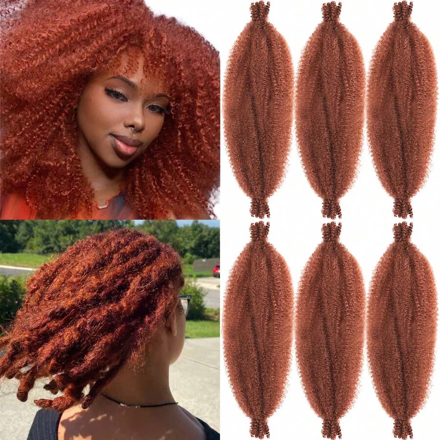 6pcs/Pack African Braid Hair, Elastic African Braid Hair Pre-Fluffy Spring Braid Hair Pre-Stretched Hair Wrap Soft Locs Hair Extensions