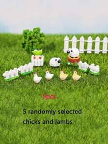 5pcs/Set, 12/24pcs/Set Mini Chick, Lamb Figurines, Cute Decor For Garden, ABS Micro Landscape Ornaments, Home Decor, Garden Decoration - Multicolor - View 7