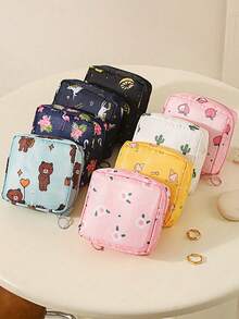 1pc Nylon Printed Sanitary Pad & Cosmetic Organizer Bag, Portable Storage For Fall Home Decor For Travel Storage Bag,Makeup Bag,Cosmetic Bag,Vacation Organizer,Large Capacity Makeup Organizer Makeup Case, For Lipstick, Brush, Skincare, Mobile Phone, Coin, Small Items, For Home,Gift,Vacation And Festival Halloween Christmas Multifunctional Use,Boho Vibes - Multicolor - View 12