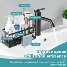 Dish Sponge Storage Box - Removable Dish Cloth Rack, Brush Rack, Dish Soap Dispenser, Household Sink, Drain Basket, Storage Tools, Dish Cloth Rack, Kitchen Storage Rack, Christmas Ready, Kitchen Cleaning - Multicolor - View 3