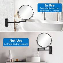 TYUI 9 Inch Large Wall Mounted Makeup Mirror 1X/10X Magnifying Mirror Double-Sided 360° Swivel Extendable Makeup Mirror For Bathroom Black - màu đen - Xem 6
