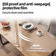 1 Rollo - Película de protección transparente de alta definición para muebles, Película de protección para mesa de comedor - Tamaño: 19.7"X393.7", Material PET - Cortable, impermeable, resistente al aceite, resistente a los arañazos, resistente al calor, no se vuelve amarillo - Adecuado para proteger superficies de mesas de comedor, mesas de café, encimeras de cocina, gabinetes - transparente - Ver 3