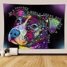 Tapiz decorativo con diseño de perro lindo para decoración de sala de estar, decoración estética de pared - Multicolor - Ver 1