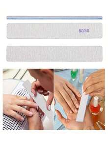 25pcs (Optional 80/80, 100/180) Grit Nail Files, Acrylic Nail Sanding Boards, Professional Manicure Tools, Suitable For Home & Salon, Durable Double-Sided - Multicolor - View 4