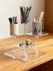 Office Desk Accessories For Organization And Storage Office Supplies. Light Luxury Transparent Acrylic Material Room Decor. Beauty Perfume Stand Organizer. It Can Storage Bluetooth Headphones, Makeup, Jewelry. Office Supplies For Women Desk - Multicolor - View 2