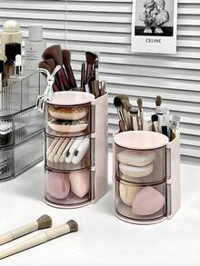 2-In-1 Vanity Organizer - Semi-Transparent Multi-Layer Cosmetic Storage Cabinet, Space-Saving Bathroom Countertop Organizer, No Assembly Required, Elegant Design, Durable, Great Birthday/Christmas Gift For Women