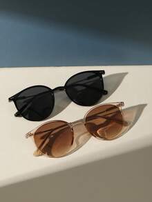 2 副复古圆框太阳镜防晒 - 女士完美的旅行配件太阳镜海滩太阳镜女士海滩配饰太阳镜太阳镜遮阳基本款和适合毛衣牛仔裤运动裤连帽衫夹克连衣裙和长袖衬衫的时尚遮阳优雅装扮家庭出游旅行度假夏季海滩度假、户外、旅行 - 彩色 - 查看 7
