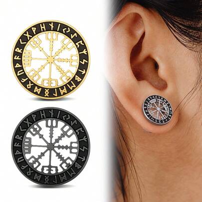2PCS 316L Stainless Steel Ear Gauges Stretcher Viking Rune Ear Plugs Tunnels Earrings Piercing Expanders Body Jewelry For Women Men