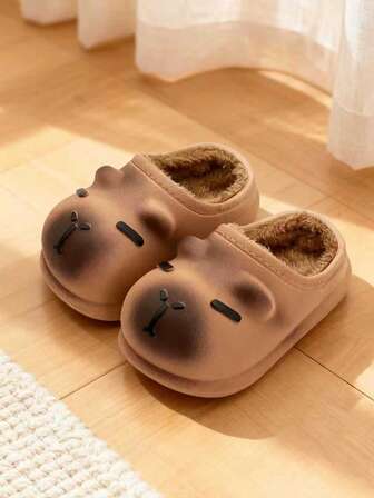 HAHABOBO 1 Pair New Kids Slippers - Capybara Decorated Autumn/Winter Children's Shoes, Comfortable Soft-Sole Girls' House Shoes, Plush-Lined Fashionable Boys' Slippers, Suitable For Bedroom, Indoor, School, Warm And Adorable Toddler Shoes, Perfect Christmas Gift