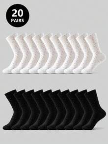 1双男女通用休闲袜，黑白星空波点设计，简约时尚，百搭舒适，适合商务、休闲、运动、秋冬季节，及小腿肚长度，情侣完美礼物 - 黑與白 - 查看 31