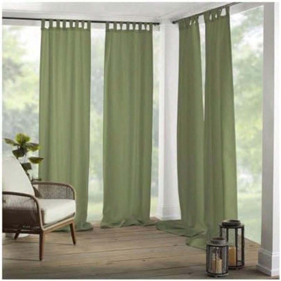 Home Fashions 026865643039 Panel de Cortina Sencillo con lengüeta sólida, para Interiores/Exteriores, , 52" x 84", 1, 1(132.1An x 274.3Al cm (1 Paneles) Verde) - Multicolor - Ver 1