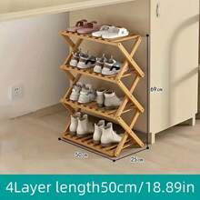 3/4/5层竹制储物架，适合室内外使用，单件装，万圣节礼物，衣柜收纳架，玄关置物架，简约装饰，耐用竹材，结构稳固，可堆叠，多层置物架，小空间及户外爱好者的理想之选。 - 杏色 - 查看 10