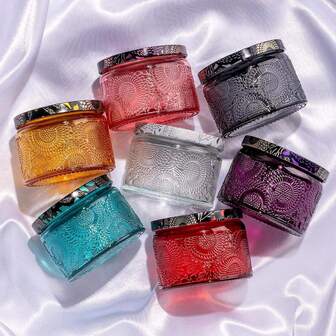 6个装4盎司宽口玻璃蜡烛罐，用于制作蜡烛，6种颜色可选，空玻璃蜡烛罐，蜡烛制作用品，DIY礼品蜡烛容器