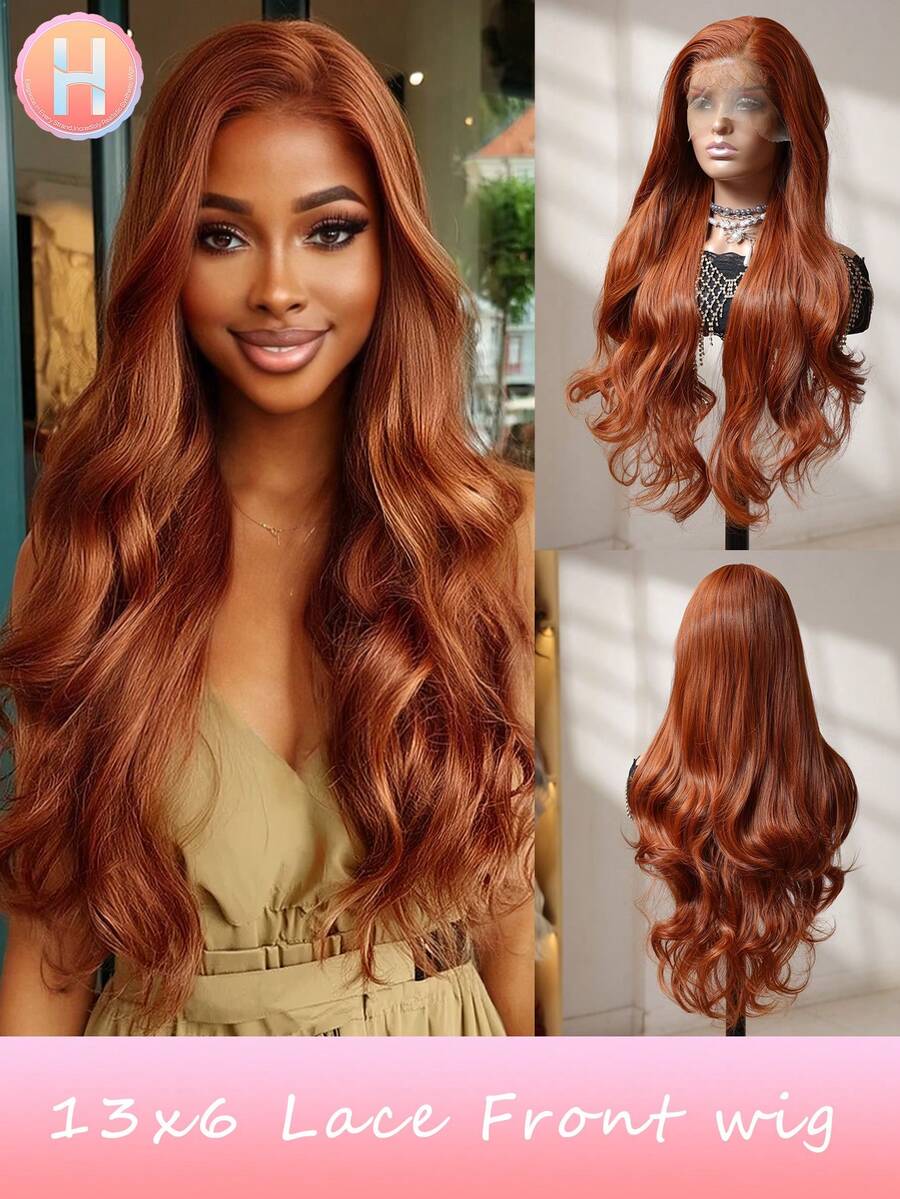 13x6蕾丝前假发，带婴儿发，30英寸长波浪卷合成纤维假发，耐热纤维，弹性帽，适合各种场合，高品质自然柔软合成纤维假发，女士圣诞礼物