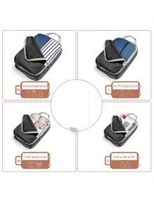 4-Piece Compression Storage Bag, Travel Storage Bag With Shoe Pocket, Expandable And Advanced Storage - Essential For Travel Suitcases Travel Essentials For Travel Backpack Travel Bag Luggage Suitcase Travel Gear Back To School Moving Bags Organizer - màu đen - Xem 3