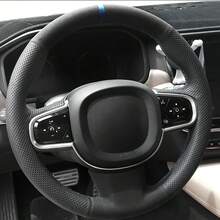 适用于沃尔沃 S90 V90 XC90 2015-2022 和 XC60 S60 2018-2022 的仿毛皮方向盘套 - 38公分 - 查看 2