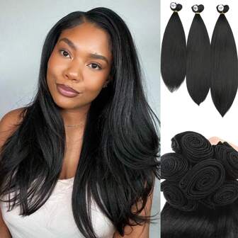 곱슬 스트레이트 번들 야키 스트레이트 번들 합성 모발 6개 번들 14인치 16인치 18인치 긴 스트레이트 헤어 번들 내열 스트레이트 번들용