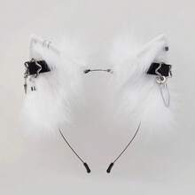 Handmade Realistic Animal Ear Headband Plush Cat Ear Metal Punk Chain Cosplay Comic Exhibition Prop Headwear Ears European And American Style - 深灰 - 查看 8