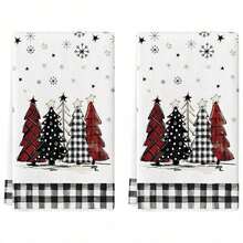 1/2Pcs Buffalo Plaid Christmas Towels - Santa Claus Tree Themed Kitchen Dish Towels 16x24 Inch, Holiday Bathroom Home Decor For Christmas Cooking Baking Seasonal Decoration - Multicolor - View 3