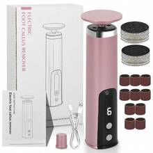 Lima eléctrica para pies, quitacallos, recargable por USB, velocidad ajustable, con 20 lijas de recambio, apta para hombres y mujeres para eliminar la piel seca y muerta de los pies - Morado - Ver 7