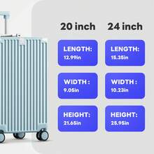 Luggage Set 20/24 Aluminum Frame Luggage Set With Cup Holder & Charge TSA Lock,Hardshell Zipperless Design Carry On And Checked Luggage Unisex (Model A – Black 20inch) - Màu xanh lam - Xem 8