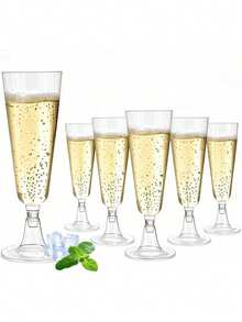 5/10pcs 5.5oz Champagne Glasses, Suitable For Desserts, Pastries, Juices, Cold/Hot Drinks, Coffee, Ideal For Birthday, Wedding, Party, Outdoor, New Year (Champagne Glasses, Plastic Cups, Birthday Cups)