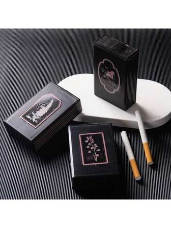 1pc New Fashion Floral Design Cigarette Case, Holds 20 Cigarettes, Waterproof, Portable, Creative Gift For Women