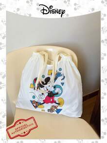 Disney Túi tote gấp gọn họa tiết chuột  chính hãng, túi đeo vai dây rút dung tích lớn, túi xách nhẹ, hàng chính hãng, phù hợp cho nữ/bé gái, sử dụng hàng ngày/mua sắm/dã ngoại. - Màu be - Xem 10