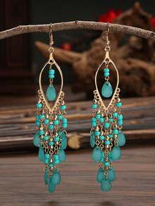 1 Cặp hoa tai tua rua hình giọt nước bằng nhựa Barroque phong cách Bohemian dành cho nữ - kỳ lạ - Xem 15