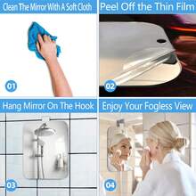 Anti-Fog Shower Mirror, Shaving Mirror, Wall-Mountable, Frameless Portable Travel/Camping Mirror, Shatterproof Handheld Storage Cabinet Shaving Mirror, Makeup Mirror, Plastic Material, Anti-Fog Bathroom Mirror - Multicolor - View 6