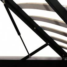 Upholstered Bed In An Ear Shape. Double Row Of Flannel Rivets, Buttoned Seams At The Head And Foot Of The Bed, Double Bed 140*200. Functional Hydraulic Bed. The Slatted Base Is Covered In Black, Stain-Resistant Fleece, Grey. - Beige 1 - View 10