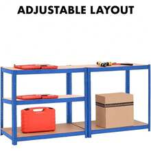 5-Storey Metal Garage Storage Rack - Thickened Heavy-Duty 90x40x180cm Red/Blue Workshop Warehouse Office Shed Storage Rack -1-Piece Set - Blue - View 3