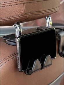 2-Pack Car Seat Headrest Hooks, Coat Hanger Organizer, Universal Type, Suitable For Handbags, Wallets, Coats, And All Car Models. Black,Phone Stand - Black - View 4
