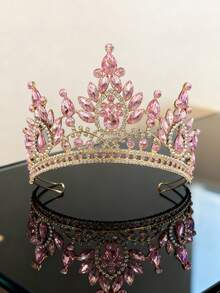 1pc Luxury Gold Bridal Crown Headpiece, Suitable For Wedding, Birthday Party, Photography