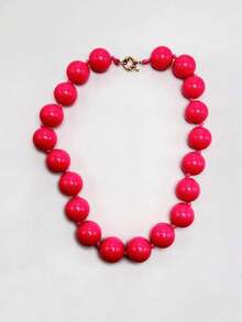 1 pieza Collar hecho a mano de estilo bohemio retro con cuentas geométricas redondas de acrílico, cuerda anudada y broche de metal, adecuado para la playa, vacaciones, regalo - Collar con cierre de marinero anudado a mano en resina de aleación - Ver 15